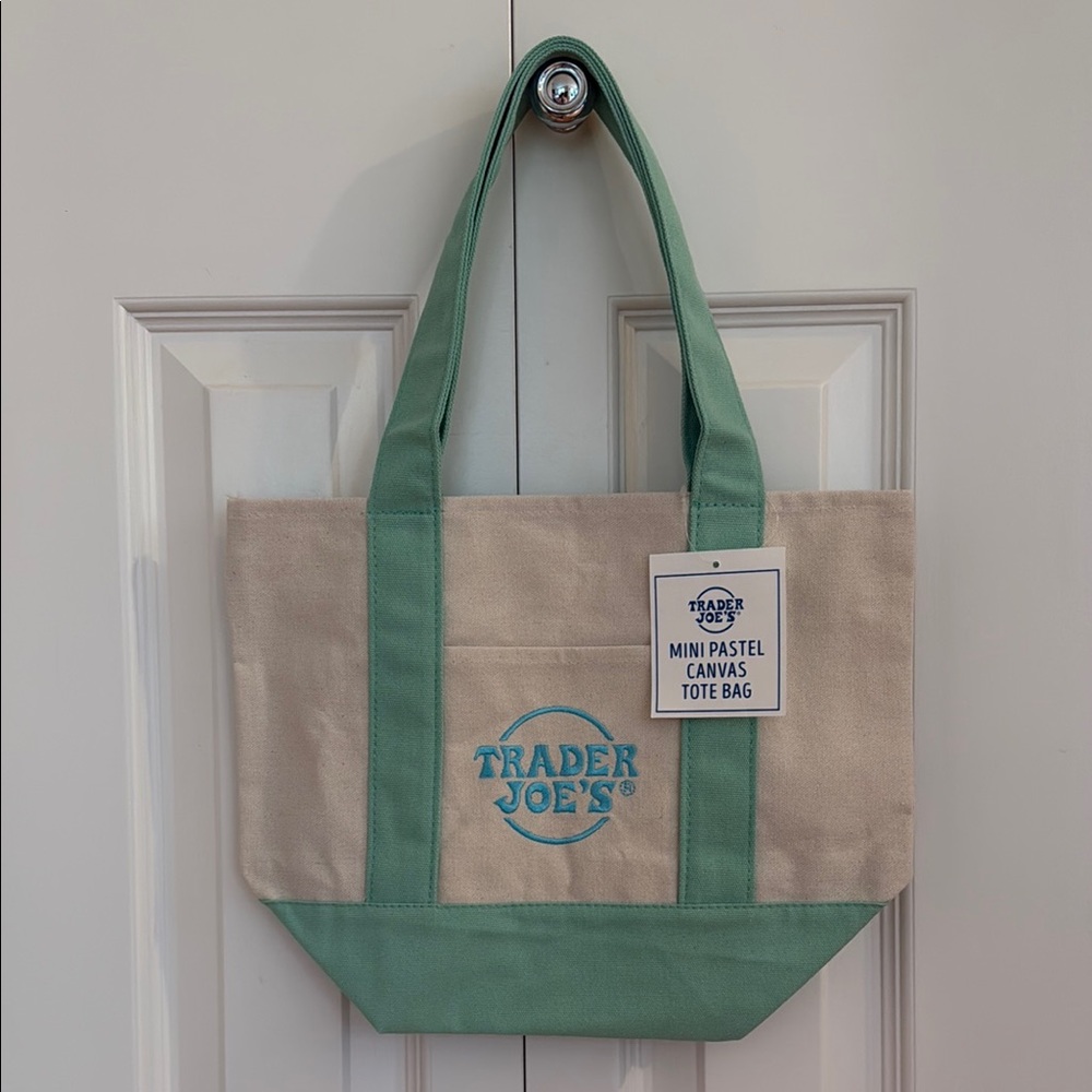 Trader Joe’s Mini Pastel Canvas Tote Bag (Mint)